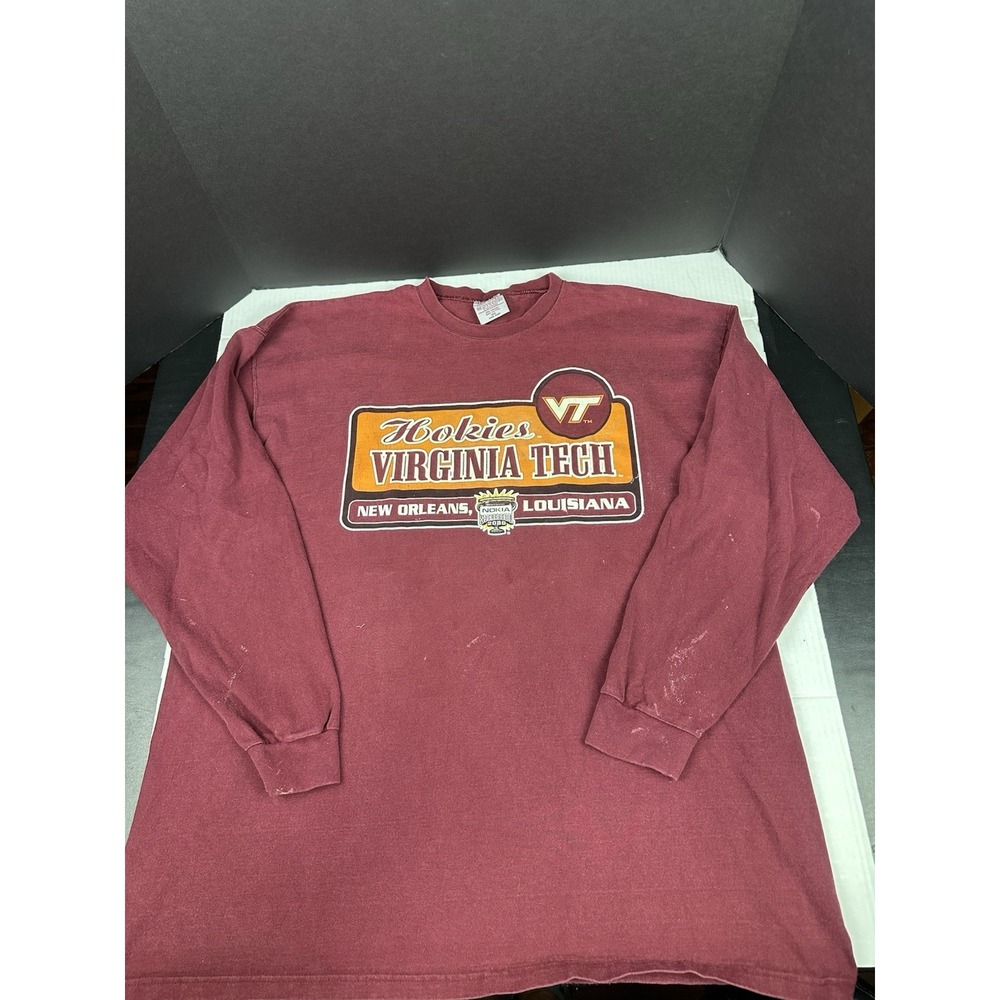 Vintage 2000 Virginia Tech Hokies Nokia Sugar Bowl Long Sleeve T Shirt Size 2XL